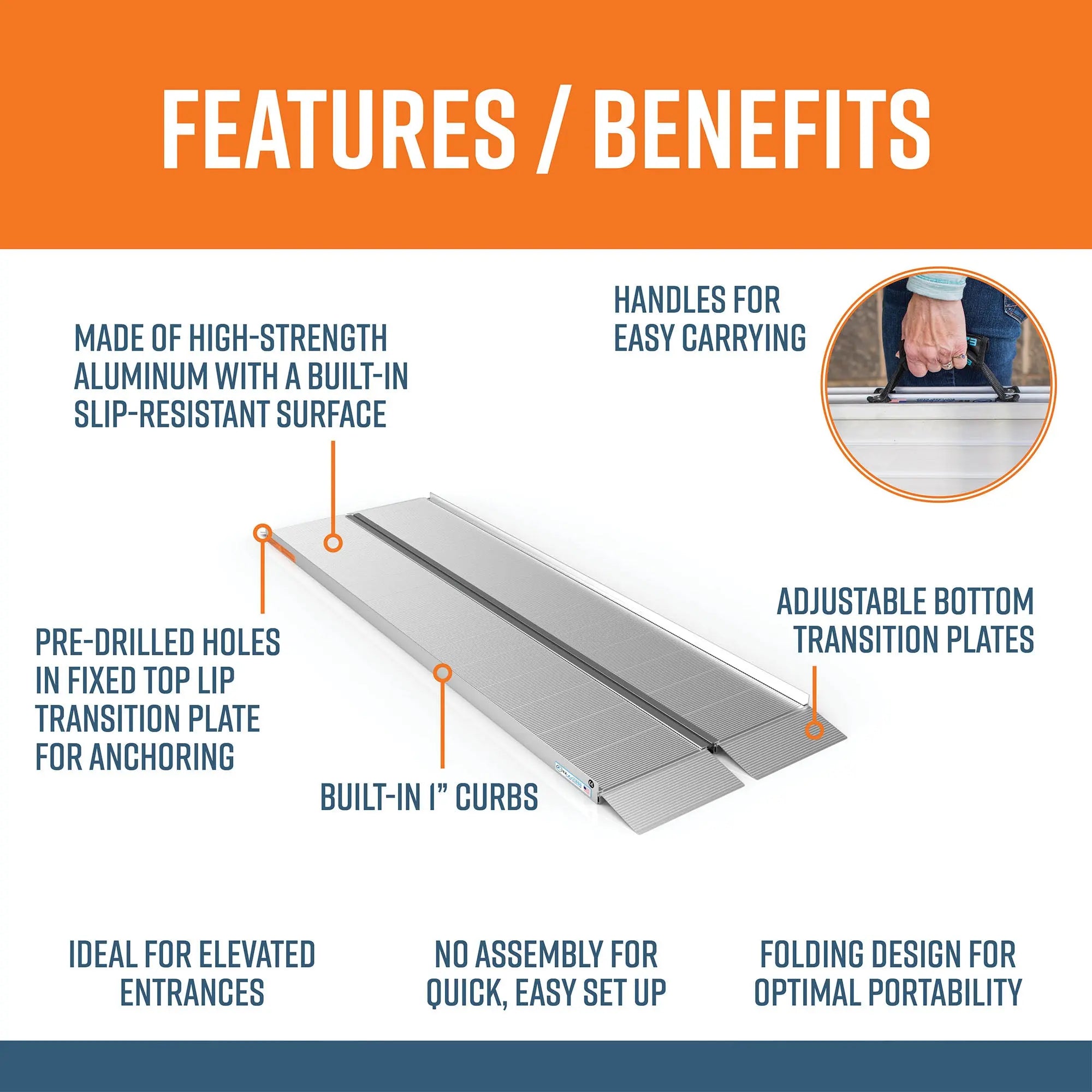 EZ-ACCESS® SUITCASE® Aluminum Singlefold Wheelchair Ramp (8 Foot) EZ-Access