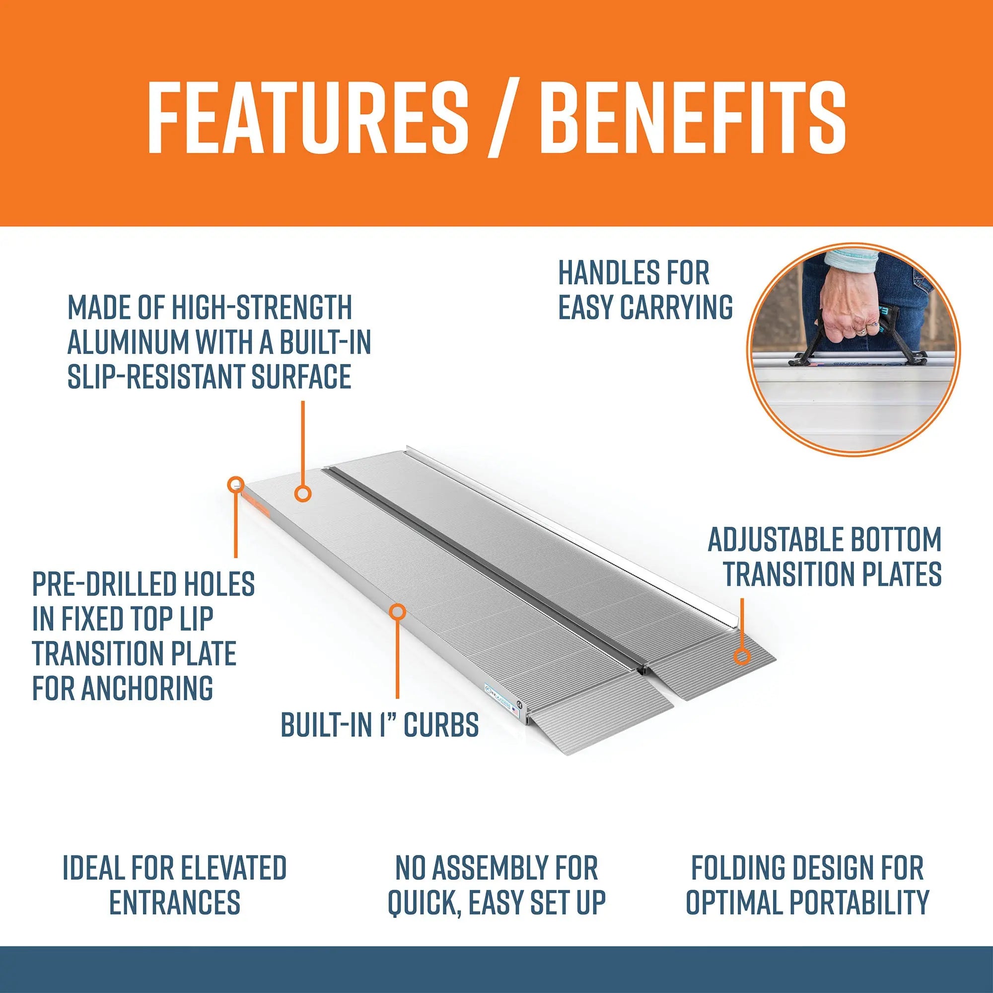 EZ-ACCESS® SUITCASE® Aluminum Singlefold Wheelchair Ramp (7 Foot) EZ-Access