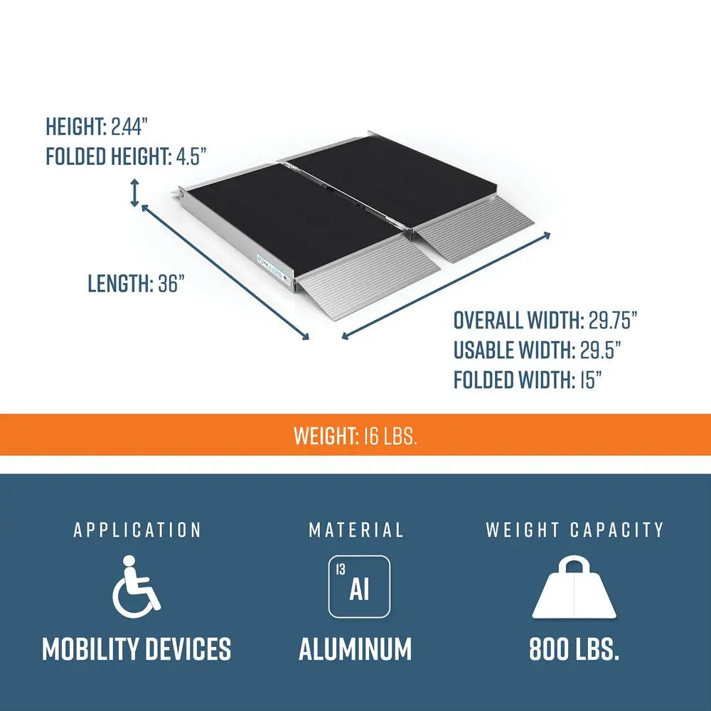 EZ-ACCESS® SUITCASE® Aluminum Singlefold AS Wheelchair Ramp (3 Foot) EZ-Access