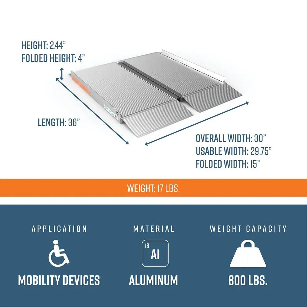 EZ-ACCESS® SUITCASE® Aluminum Singlefold Wheelchair Ramp (2 Foot) EZ-Access