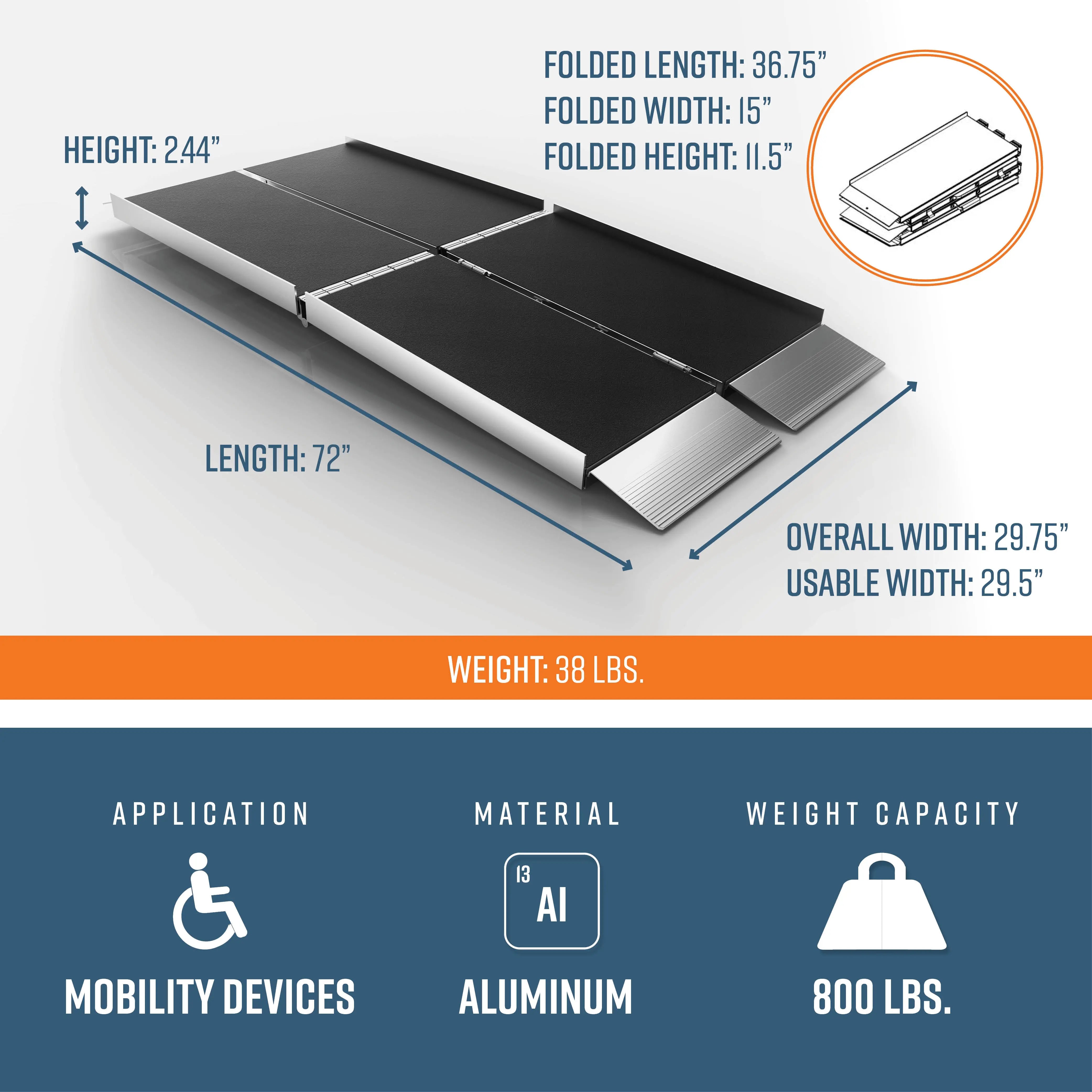 EZ-ACCESS® SUITCASE® TRIFOLD® AS Ramp (6 Foot) EZ-Access