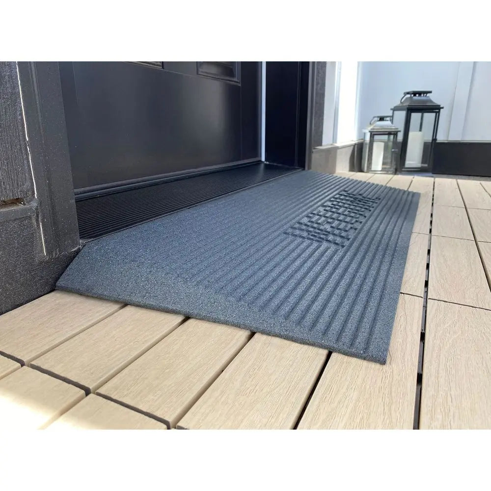 EZ-ACCESS® TRANSITIONS® Grey Rubber Welcome Angled Entry Mat (1.5 Inches) Ramp Pros