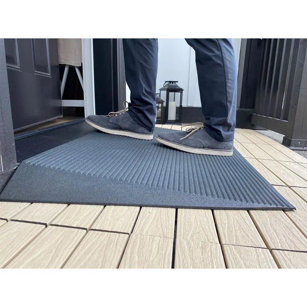 EZ-ACCESS® TRANSITIONS® Grey Rubber Angled Entry Mat (1.5 Inches) Ramp Pros