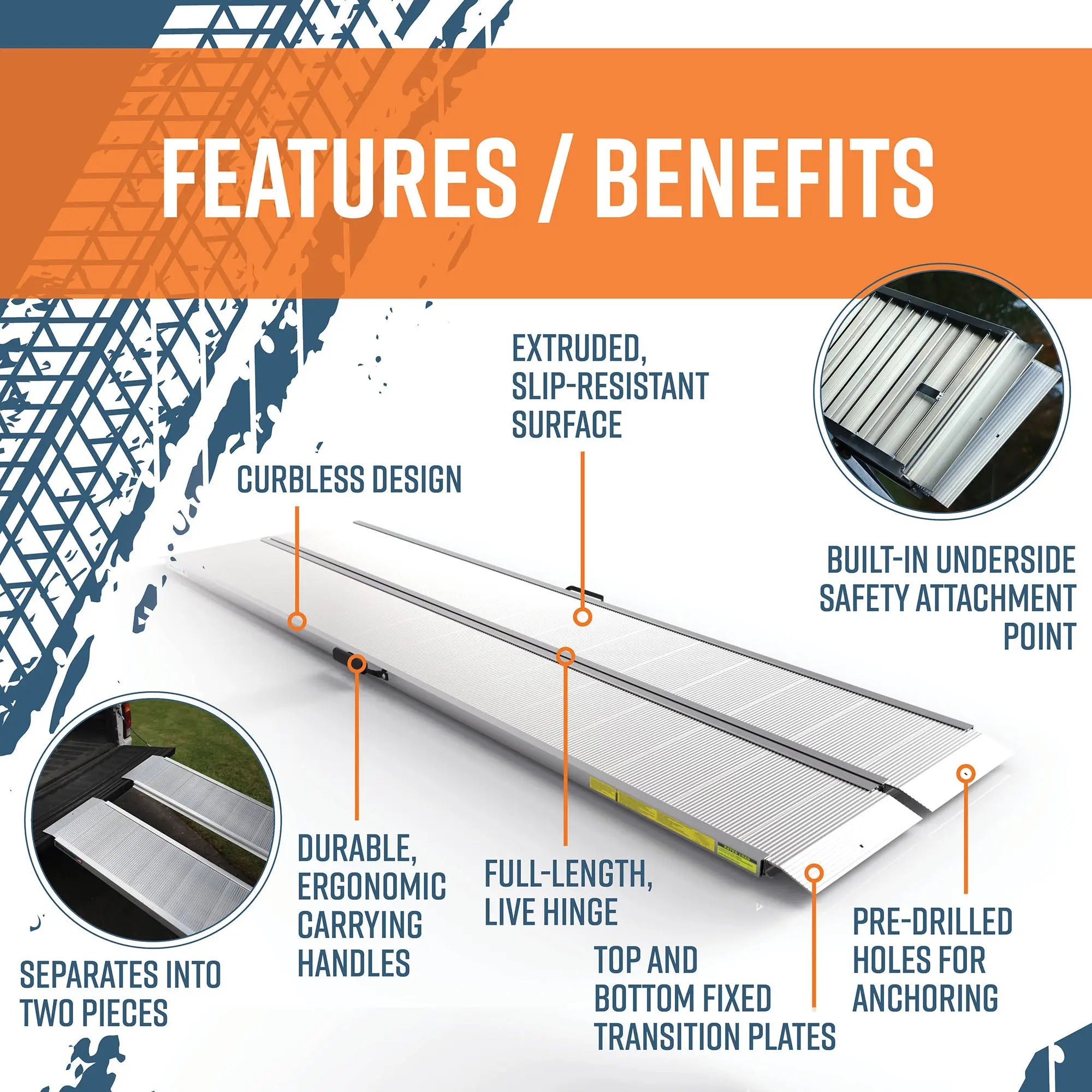 EZ-ACCESS® TRAVERSE™ Singlefold Edgeless Portable Loading Ramp (8 Foot) EZ-Access